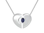 Classics Heart Womans Necklace Sterling Silver Pendant Blue Sapphire Gemstone
