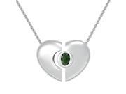 Classics Heart Womans Necklace Sterling Silver Pendant Emerald Colored Quarts