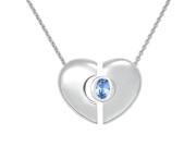 Classics Heart Womans Necklace Sterling Silver Pendant Aquamarine Gemstone