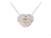 Heart of Gold Collection Necklace 14k Gold Plated Silver Pendant White Sappire