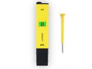 Etekcity 2011 Plus Digital pH Meter with ATC 0.00 14.00 pH Measurement Range 0.01 Resolution Handheld Pen Tester Yellow
