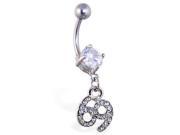 Navel ring with dangling gemmed 69
