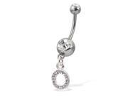Initial belly button ring letter O