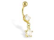 24k gold plated belly button ring with dangling star
