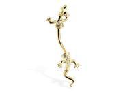 14K solid gold lizard belly ring