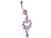 Jeweled navel ring with jeweled star dangle