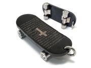 Stainless steel black coated skateboard pendant with religious writing