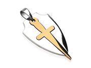 316L Surgical Steel Two Tone Sheild and Sword Pendant