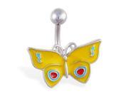 Yellow butterfly belly ring