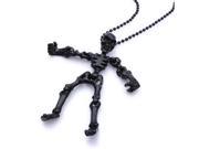 Black alloy bead necklace with skeleton pendant