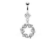 Navel ring with dangling jeweled circle star