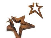 Hand carved sono wood star stirrup earring with taper 14 ga
