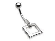 Navel ring with dangling square