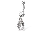 Cursive initial belly button ring letter O