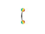 Curved barbell with rasta colored balls 14 ga