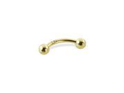 14K solid yellow gold curved barbell with balls 16 ga