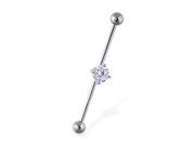 Industrial straight barbell with gem 14 ga