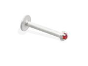 14K solid white gold internally threaded labret with ruby red 1mm CZ