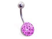 Navel ring with leopard print logo Color pink