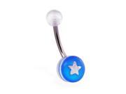 Acrylic star navel ring Color blue B