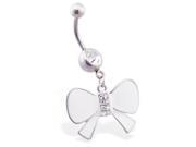 Belly ring with dangling jeweled colored bow Color white C