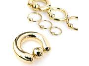 14k gold plated captive bead 18 ga Diameter ball size 3 8 10mm with 5 32 4mm ball s