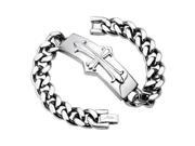 316L Stainless Steel Chain Bracelet with Medieval Cross Rectangle