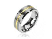 Tungsten carbine ring with gold striped center Ring Size 9
