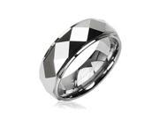 Tungsten Carbide Faceted Ring With Drop Down Edges Ring Size 9