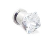 Steel screw fit plug with clear square CZ Gauge 00