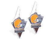 MsPiercing Sterling Silver Earrings with offical licensed NFL charm Cleveland Browns