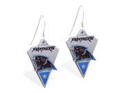 MsPiercing Sterling Silver Earrings with offical licensed NFL charm Carolina Panthers
