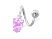 Twister barbell with pink teardrop end 14 ga