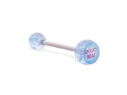 Straight barbell with girl word logo glitter balls 14 ga Color B Spoiled Brat