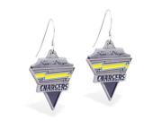 MsPiercing Sterling Silver Earrings with offical licensed NFL charm San Diego Chargers