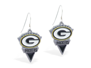 MsPiercing Sterling Silver Earrings with offical licensed NFL charm Green Bay Packers