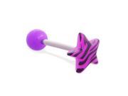 Straight barbell with colored ball and colored tiger print star top 14 ga Color purple