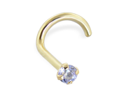 14K Gold Nose Screw with Genuine Tanzanite 20 Ga Gold color Yellow gold