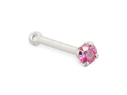 14K Gold Nose Bone with Genuine Pink Sapphire 22 Ga Gold color White gold
