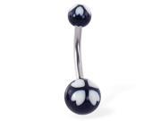 Multi heart clover belly ring Color black with white B