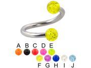 Glitter ball spiral barbell 12 ga Diameter 1 2 13mm Ball size 1 4 6mm Color light green E