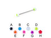 Flower ball and half ball long barbell industrial barbell 14 ga Length 1 1 8 29mm Ball size 3 16 5mm Color purple G