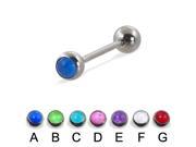 Straight barbell with hologram balls 16 ga Length 1 4 6mm Color white F
