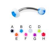 Flower ball and half ball curved barbell 14 ga Length 7 16 11mm Ball size 3 16 5mm Color blue B
