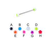 Flower ball and half ball long barbell industrial barbell 14 ga Length 1 25mm Ball size 5 16 8mm Color purple G