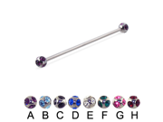 Tiffany ball long barbell industrial barbell 14 ga Length 1 3 8 35mm Ball size 3 16 5mm Color amethyst A