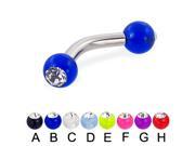 Acrylic ball with stone curved barbell 10 ga Length 1 2 13mm Ball size 1 4 6mm Color purple G