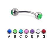 Curved barbell with hologram balls 16 ga Length 5 16 8mm Color blue A