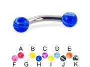 Marble ball curved barbell 10 ga Length 7 16 11mm Ball size 3 16 5mm Color blue H
