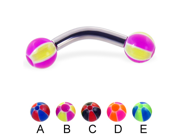 Curved barbell with balloon balls 10 ga Length 5 8 16mm Ball size 3 16 5mm Color B